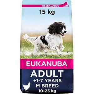 Eukanuba Adult droogvoer voor middelgrote honden met vers kip, 15 kg