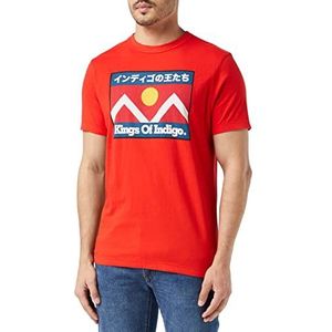 Kings of Indigo Darius T-shirt voor heren, Rood (Red Mountain Flag 7911)