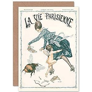 La Vie Parisenne Cupid Stung Giant Bee Magazine Cover Sealed Greeting Card Plus envelop Blank binnenkant magazijnafdekking