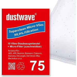 Dustwave® 10 stofzuigerzakken geschikt voor Nilfisk vloerstofzuiger Alto 786 009 00 / 78600900 - Made in Germany met microfilter