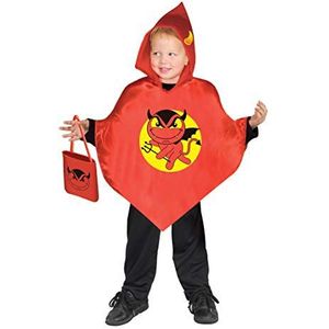 Ciao - Baby poncho duivel (één maat 3-6 jaar) met snoepzak of kostuum, kleur rood, 62325