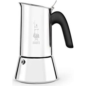 Bialetti - New Venus inductie, espressokoker van roestvrij staal, geschikt voor alle soorten kookplaten, 10 kopjes (460 ml), aluminium, zilverkleurig