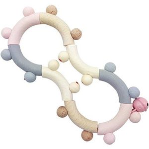 Hess Houten speelgoed 11105 - Achtvormige houten motorische rammelaar - Natuurserie in roze - Met bewegende delen - Vanaf 6 maanden - Handgemaakt - Voor grijpoefeningen en plezier