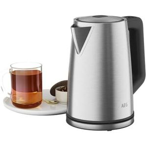 AEG Waterkoker K5-1-6ST Deli 5/2400 W / 5 instelbare temperatuurniveaus / 1,7 liter / automatische veiligheidsuitschakeling 3 keer / druppelstop / deksel met één hand openen / staal