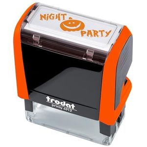 Trodat - Printy 4912 deco-stempel, zelfkleurend, Halloween-collectie, opschrift ""NIGHT PARTY, kleur neonoranje, incl. patroon in oranje