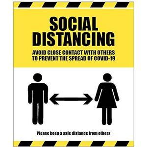 Semi-vast pvc-bord (250 x 300 mm) voor sociale afstand, contact met andere personen vermijden