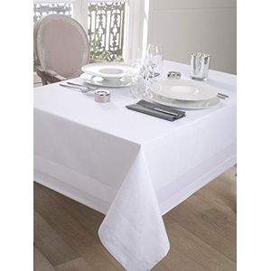 CALITEX DAMASSEE Tafelkleed, satijnen strepen, wit (180 x 180 cm)
