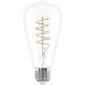 EGLO Led-gloeilamp E27, vintage led-spiraallamp, decoratieve lamp in retro design, 7,3 watt, warm wit, 2700 K, Edison ST64 lamp, Ø 6,4 cm [energieklasse E]