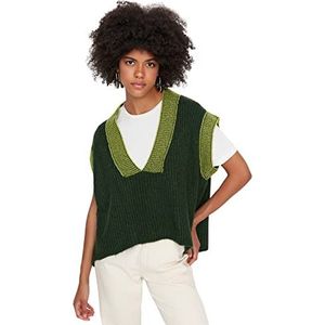 TRENDYOL Effen gebreid vest met V-hals voor dames (1 stuk), Emerald