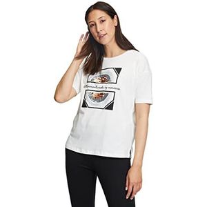 cartoon Dames T-shirt, crèmekleuren/zilverkleurig, maat 38, crème/zilver