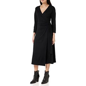 Tommy Hilfiger Reg Visc Wrap Knee Dress Ls Portemonnee Jurken Vrouwen, zwart.