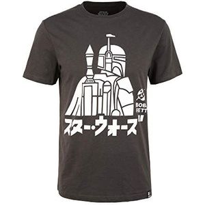 Recovered Star Wars Boba Fett Japans T-shirt voor heren, marineblauw en grijs, maten S tot XXL, zwart.
