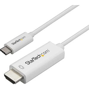 StarTech.com USB C naar HDMI kabel 1M USB type C naar HDMI 2.0 adapterkabel 4K 60Hz compatibel met Thunderbolt 3 voor HDMI monitor/monitor, DP 1.2 oude mode HBR2 wit (CDP2HD1MWNL)