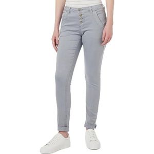 Cream Women's Pants Twill Slim Fit Midrise Waist Button Fastening Full-Length Trousers Femme, Silver Sconce, 28W