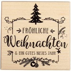 Rayher Houten stempel ""Frohe Christmas"", 7 x 7 cm, houten stempel, kerststempel, stempel, boter, stempel, 7 x 7 cm,