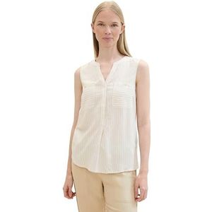 TOM TAILOR 1041691 Damesblouse (1 stuk), 35459 - beige en wit gestreept