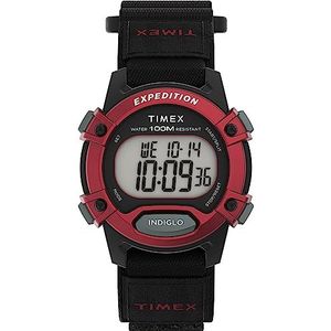 Timex TW4B29000 Uniseks digitaal kwartshorloge met stoffen band, zwart, zwart.