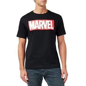 Marvel T-shirt voor heren met Comics logo, zwart.