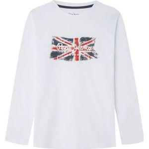 Pepe Jeans Clag Ls Jr T-shirt voor jongens, Wit (wit), 8 jaar