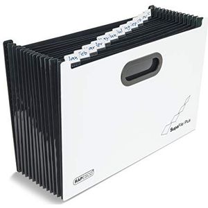 Rapesco 1624 SupaFile Plus koffer met 13 vakken van A4 formaat, liggend formaat, zwart/wit