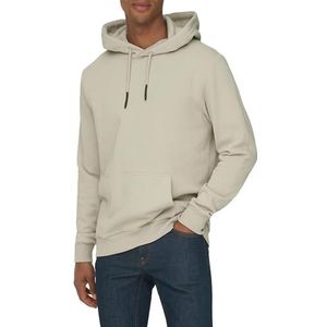 ONLY & SONS Herenhoodie in effen kleur, Zilveren voering.