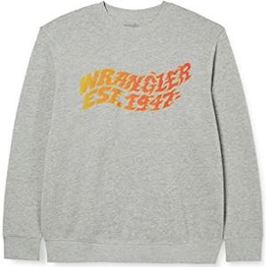 Wrangler Graphic Crew Sweatshirt voor heren, Mid Grey Melee