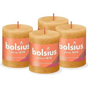 Bolsius Stompkaarsen Shine 4 st rustiek 80x68 mm honinggeel