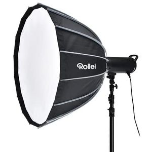 Rollei Professionele diepe lichtbak met rooster van 120 cm voor studio portret en fotografie in zwart met zilveren inlay.