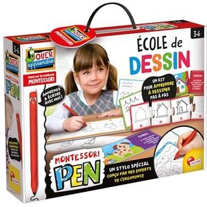 Lisciani - Montessori Pen: School of Tekening - Ergonomische pen, Puzzel en Dubbelzijdige Leisteen Kit voor Kinderen vanaf 3 jaar - Leren een pen vast te houden - Inleiding tot tekenen - Made in Italy
