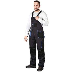 Leber & Hollman LH-FMN-B Werktuinbroek, 65% polyester, 35% katoen, 270 g/m² en Cordura-weefselversterking met kniebeschermers, grijs/zwart/blauw