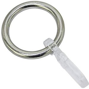 Gardinia Set van 6 gordijnringen met vouwhaken, roestvrij stalen look, voor Ø 20 mm, 6 stuks, roestvrijstalen look