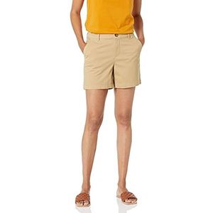 Amazon Essentials Short kaki taille mi-haute pour femme, couture d'entrejambe de 12,7 cm, coupe ajustée (disponible en coupes droites et courbées), marron kaki, taille 32