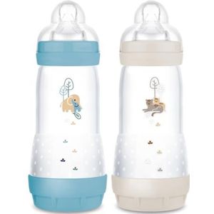 mam - Set van 2 Easy Start Anti-koliek babyflessen 4 maanden snelle doorstroming (2 x 320 ml) oceaan + zand – fles ter vermindering van koliek en klachten van de baby – babyfles compatibel met