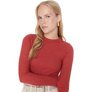 Trendyol Effen ronde hals T-shirt voor dames (1 stuk), Tile Red
