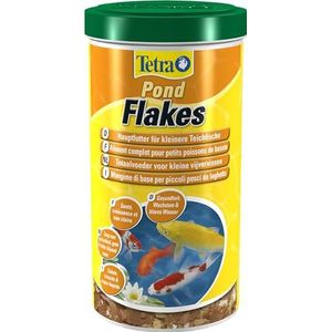 Tetra Pond Flakes enkel voer voor tuinvijver en siervissen, geschikt voor kleine vissen, jonge vissen, angstvissen, 1 l