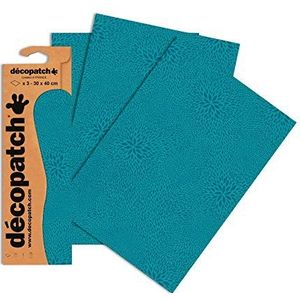 Décopatch C651O - 3 vellen bedrukt papier, 30 x 40 cm, eenkleurig, blauw