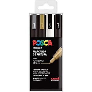 POSCA UNI Posca Set PC 3M GSWB Marker, 4 Stuk