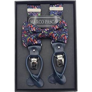 Marco Pascali SET: Bretels met zijden vlinderdas 100% ophanging bloemenprint kleurrijke standaard voor heren kleurrijke bloemenprint kleurrijk, Bloemenprint, meerkleurig