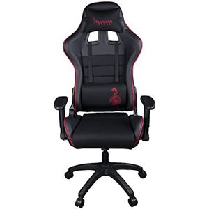 Konix Drakkar Berserk Gaming Bureaustoel, 160° zithoek, glad PU-leer, zwart en rood