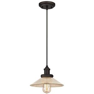 Westinghouse Lighting 6338240 63382 hanglamp voor binnen, met één lamp, antieke spiegelafwerking, glas, geolied brons
