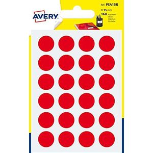 AVERY - Zak met 168 rode zelfklevende ronde etiketten, diameter 15 mm