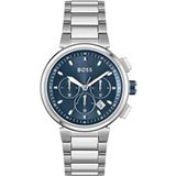 BOSS Heren chronograaf kwarts polshorloge met zilveren roestvrijstalen armband - 1513999 blauwe armband, Blauw, Armband