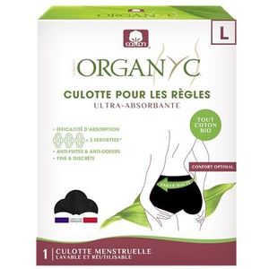 Culotte réutilisable Organyc pour les règles - Ultra-absorbante - Noir - Taille L