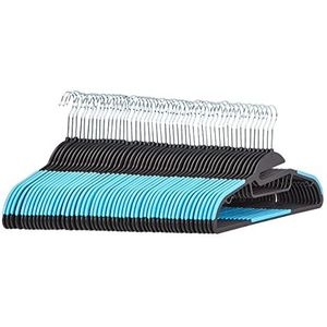 Amazon Basics 50 pak ultra heavy-duty non-slip plastic hangers met rubber en horizontale bar, blauw