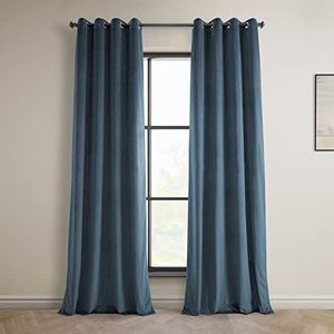 HPD Half Price Drapes Heritage VPYC-161258-108-GR gordijnen met oogjes, velours, voor slaapkamer en woonkamer, 127 x 274 cm, Londen blauw