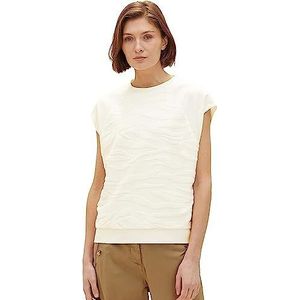 TOM TAILOR Dames Top 31586 - Offwhite Towelling Waves, XL, 31586 - Offwhite Towelling Waves