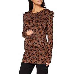 SUPERMOM Top Ls Fancy Leopard T-shirt voor dames, coco p658 notenschaal