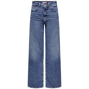 ONLY ONLMADISON Damesjeans, wijde pasvorm, hoge taille, wijde pasvorm, middelblauw, L / 30L, Medium blauwe denim