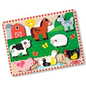 Melissa & Doug Houten puzzel met grote stukken, boerderijdieren, houten puzzel, stevig houten paneel, educatief speelgoed, cadeau voor jongens en meisjes van 2, 3, 4 jaar