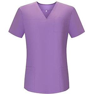 Misemiya - Werkkleding, elastisch, voor dames, korte mouwen, klinisch uniform, hotelreiniging, Ref.G718, violet 68, XS, paars 68